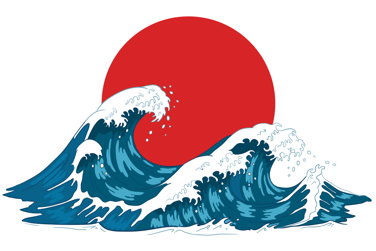 Individuais de mesa para restaurantes Oceano ondas grandes japone - TenStickers