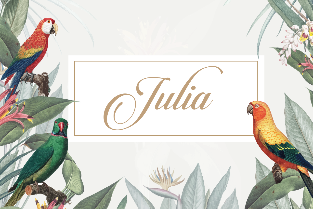 Individuais de mesa com nome Maquete tropical de arara - TenStickers