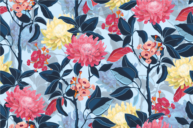 Individuais de mesa originais elegância em padrão floral - TenStickers