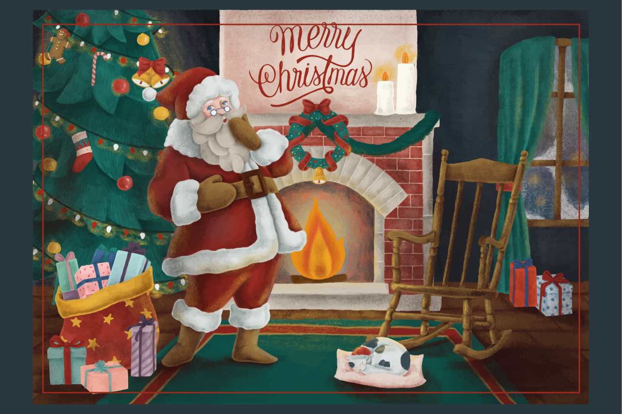 Individuais de mesa de natal encontro do papai noel - TenStickers