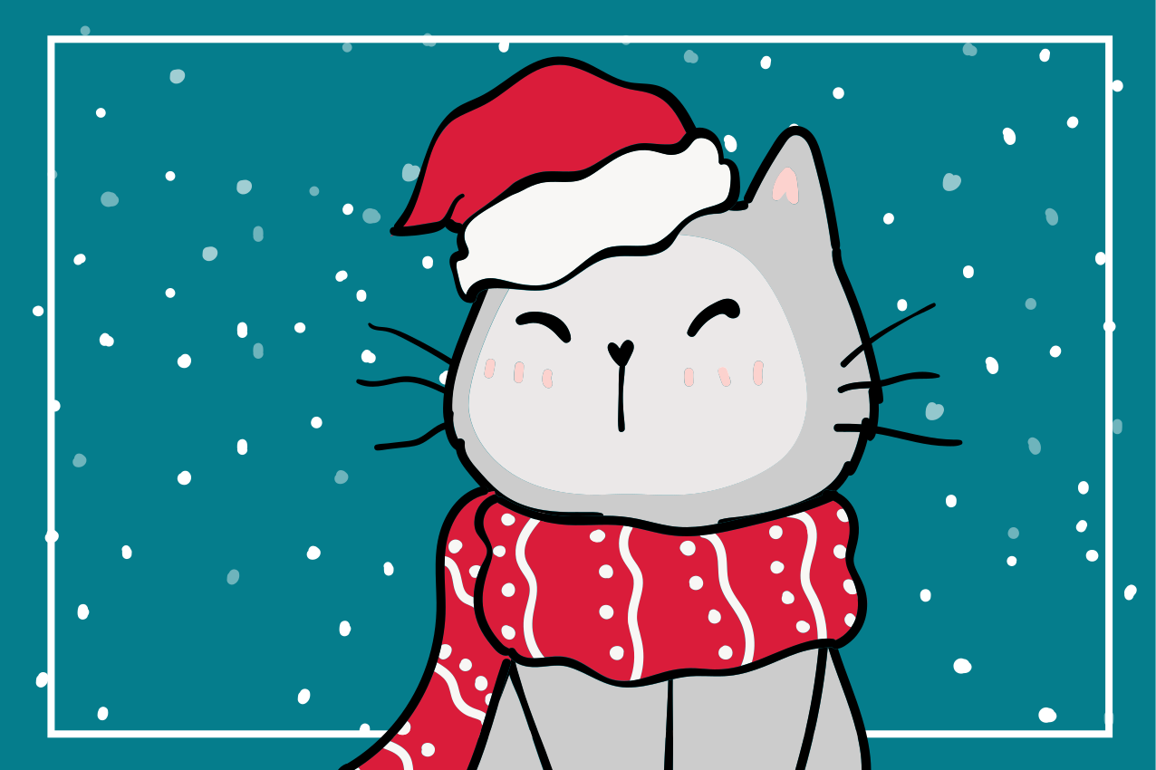 Individuais de mesa de Natal Gato engraçado produtode natal - TenStickers