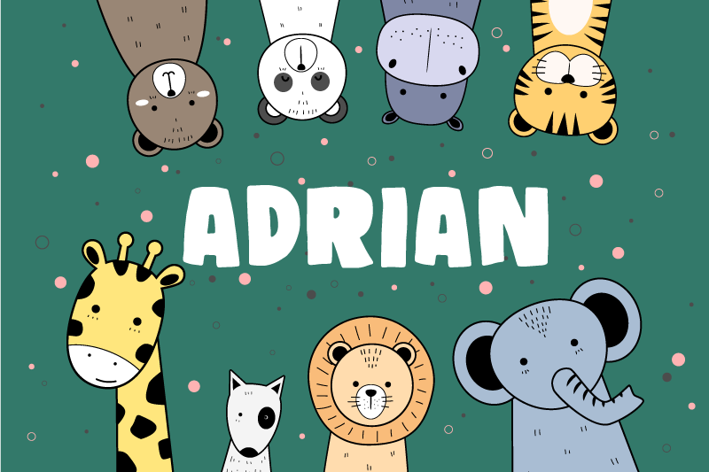 Individuais de mesa com nome Desenhos animados de animais com nom - TenStickers