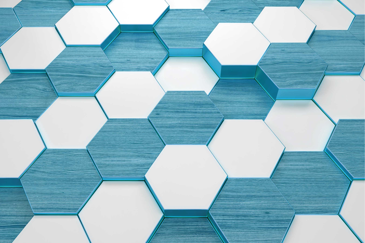 Individuais de mesa modernos padrão hexagonal azul - TenStickers