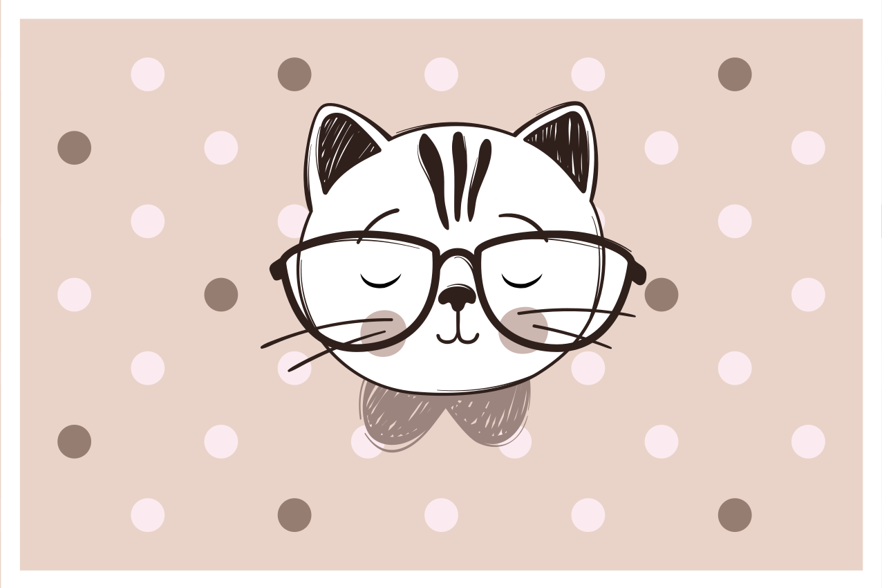Individuais de mesa infantis gato com Óculos - TenStickers