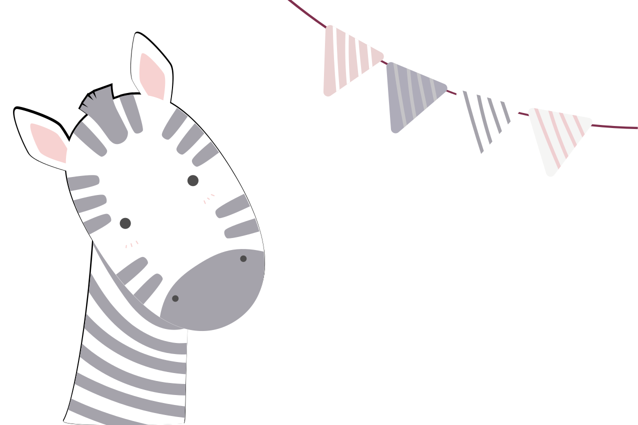 Individuais de mesa infantis ilustração de cabeça de zebra - TenStickers