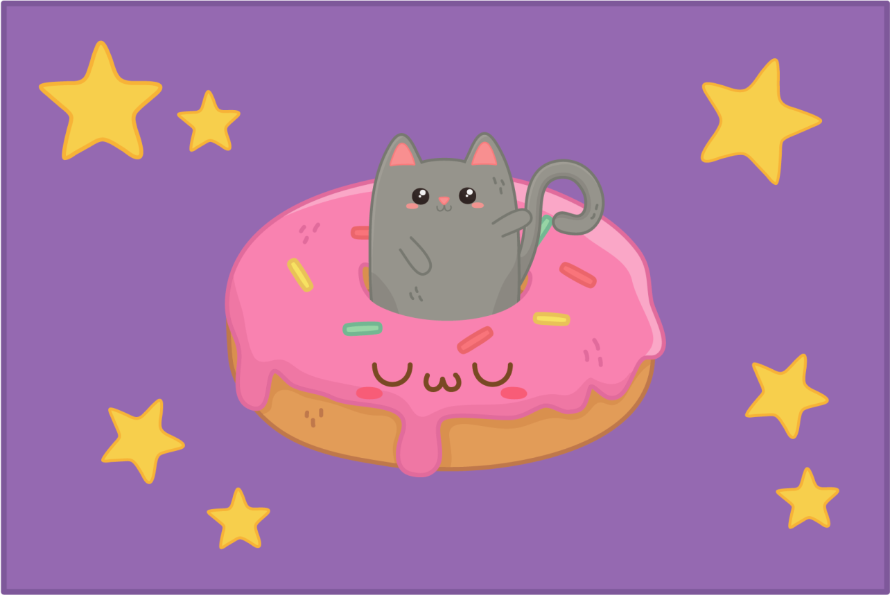 Individuais de mesa infantis gatinho fofo donut - TenStickers