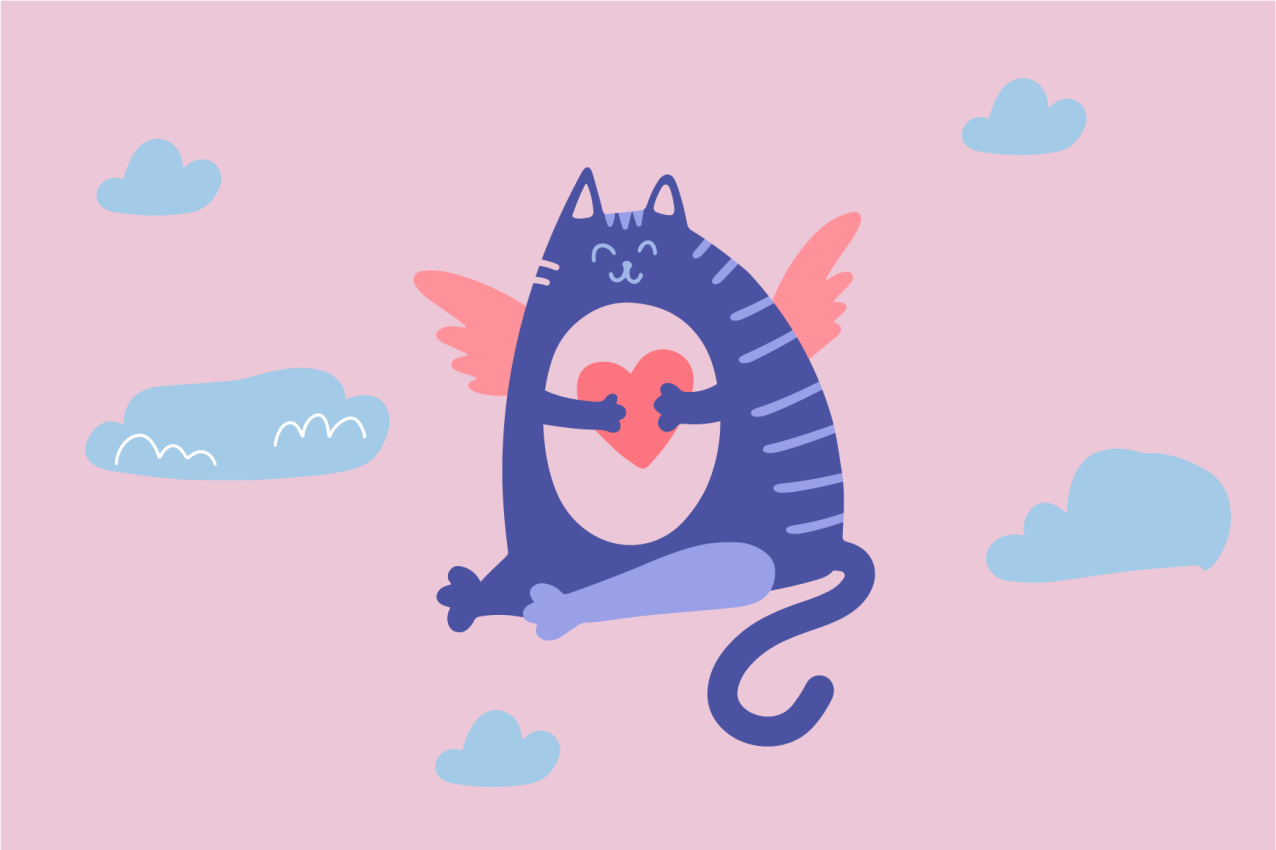 Individuais de mesa infantis Adorável gato voador - TenStickers