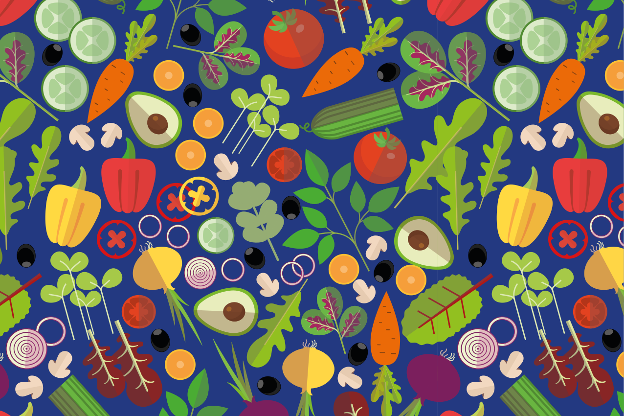 Individuais de mesa originais Vegetais fundo azul - TenStickers