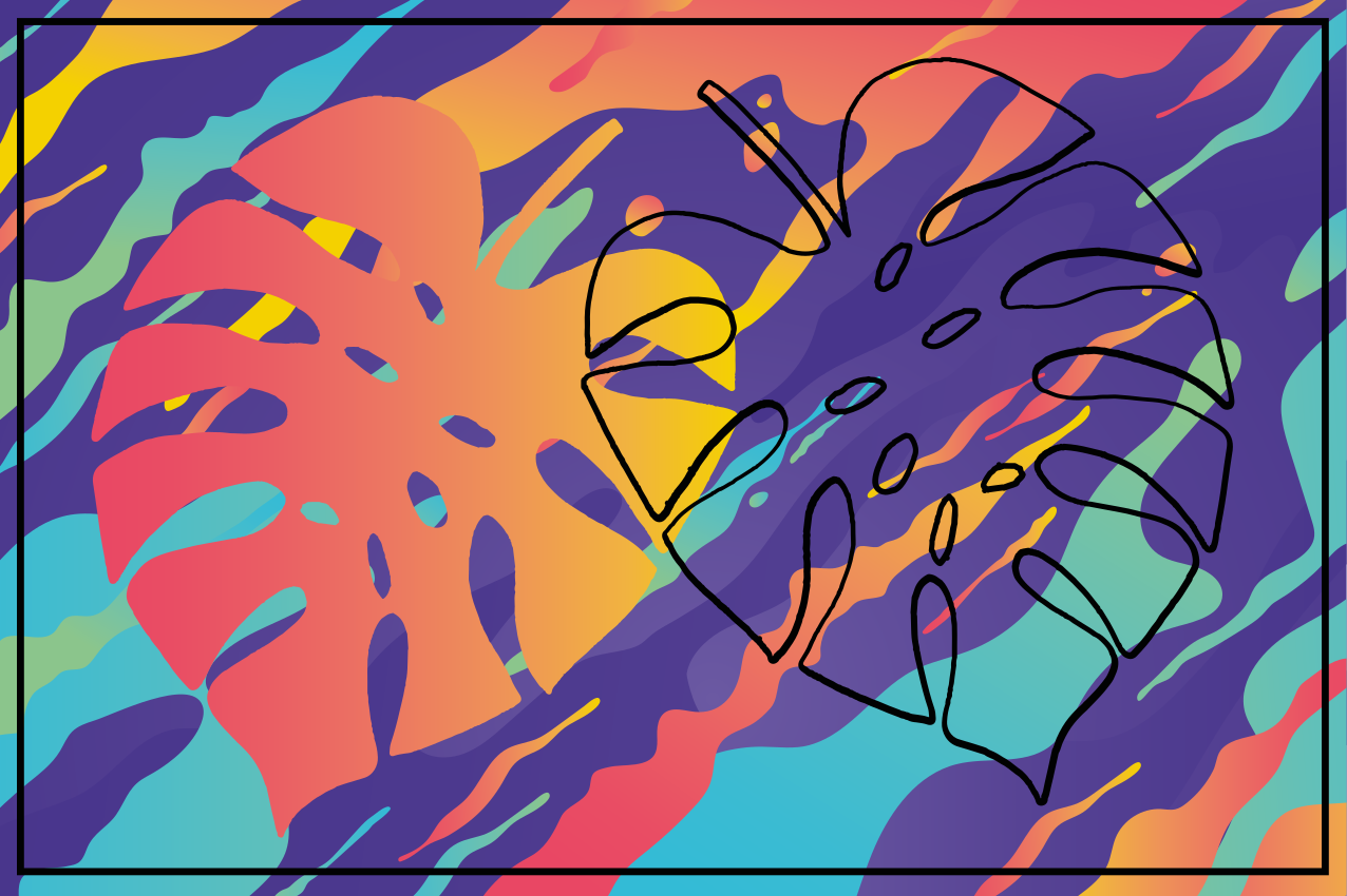 Individuais de mesa originais com padrão de folhas coloridas - TenStickers