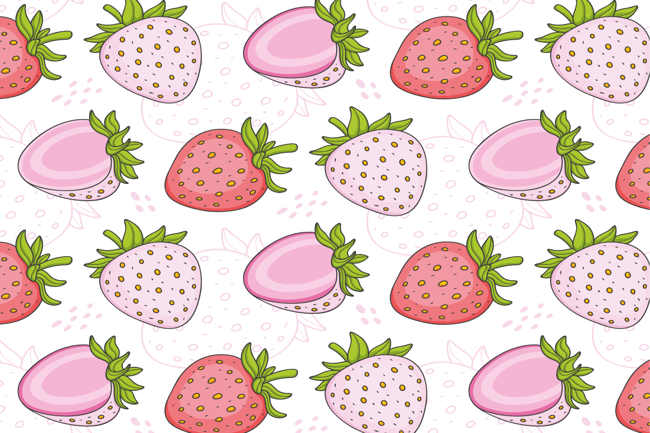 Individuais de mesa modernos Morangos rosa vermelho fofos - TenStickers