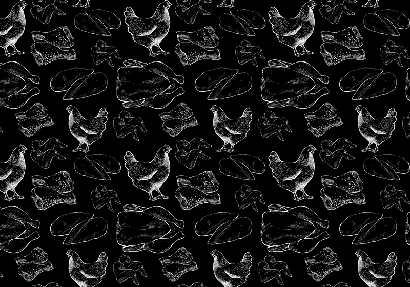 Individuais de mesa originais Frango frito preto e branco - TenStickers