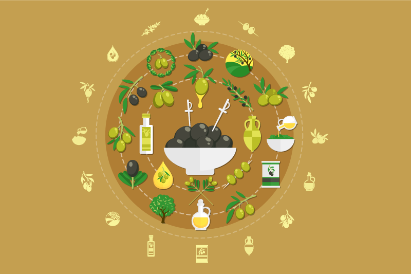 Individuais de mesa originais arranjo de tigela de azeitona - TenStickers