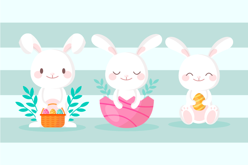 Individuais de mesa modernos Três coelhos de desenho animado - TenStickers