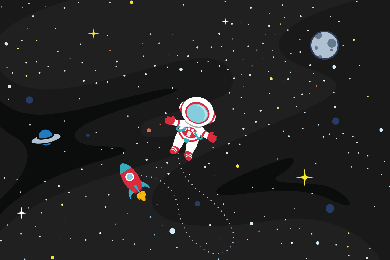 Individuais de mesa originais Astronauta solitário com foguete - TenStickers