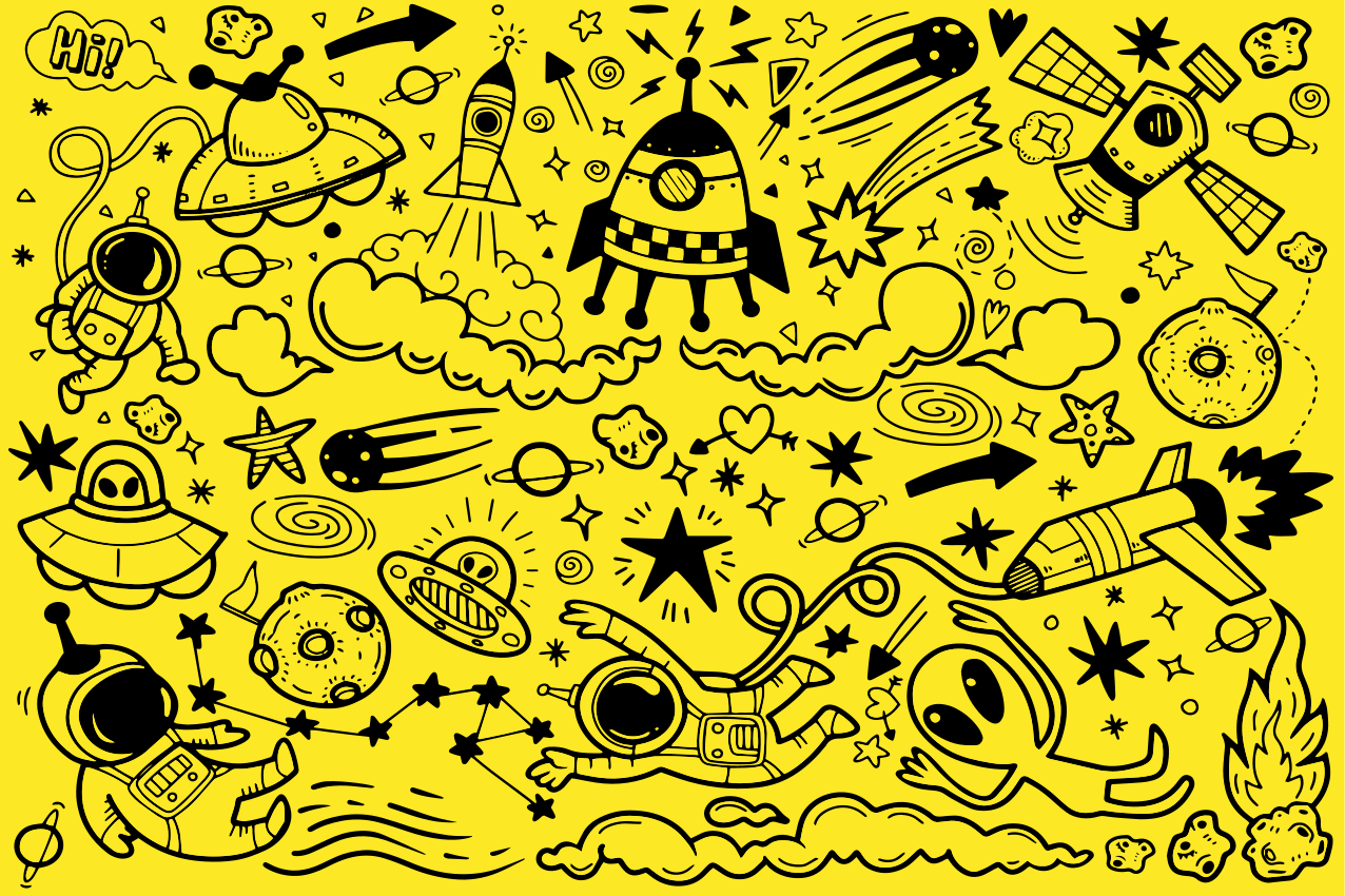 Individuais de mesa infantis padrões de aventura espacial - TenStickers
