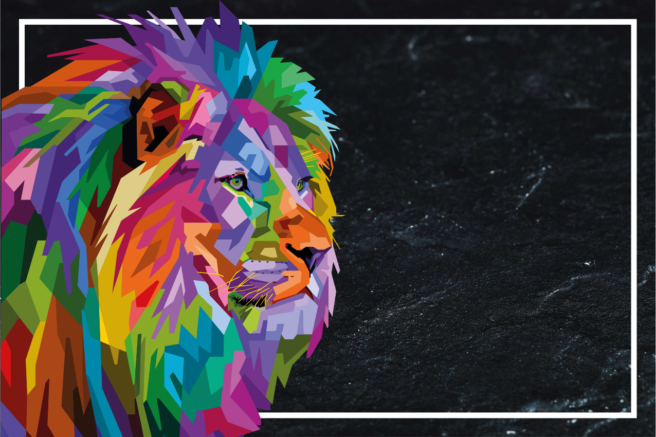 Individuais de mesa originais Desenho de leão colorido - TenStickers