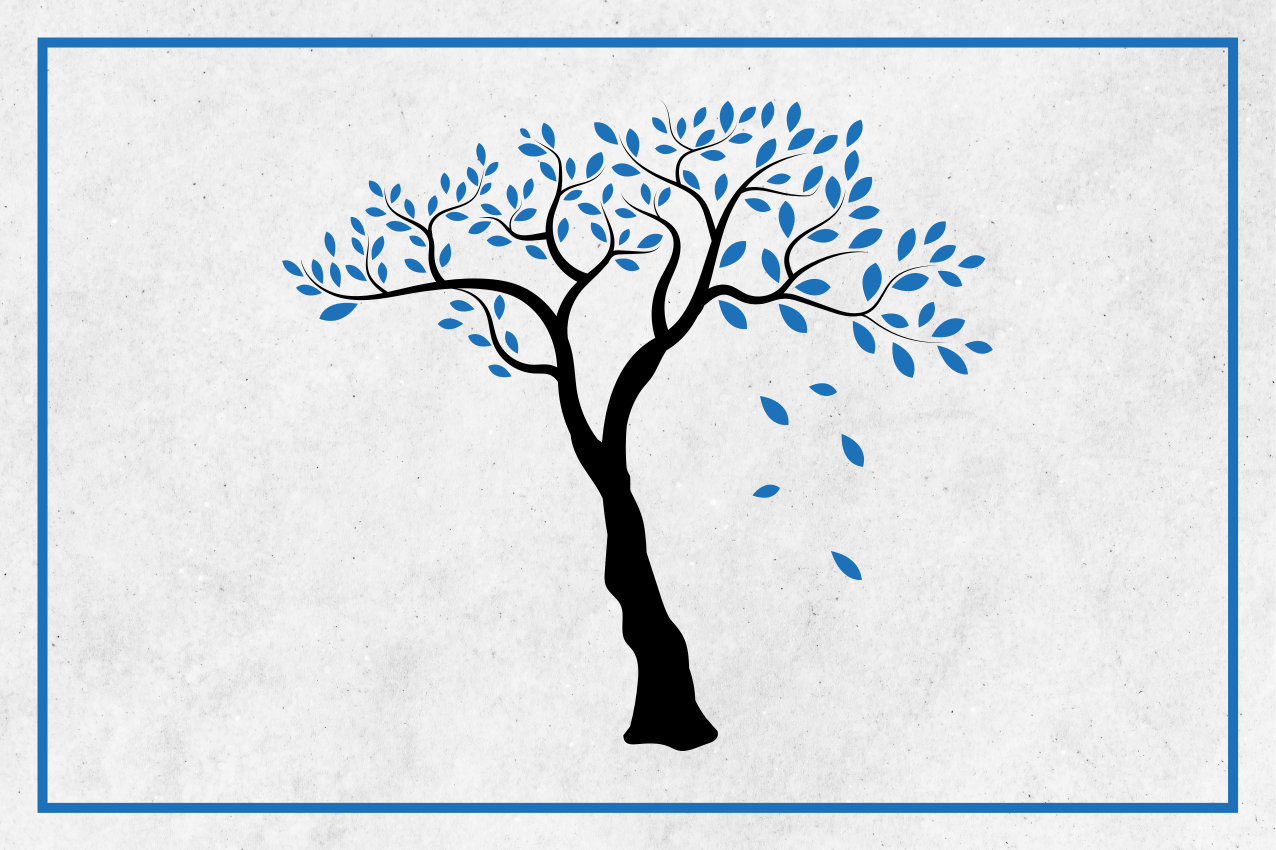 Individuais de mesa para casa árvore preta com folhas azuis - TenStickers