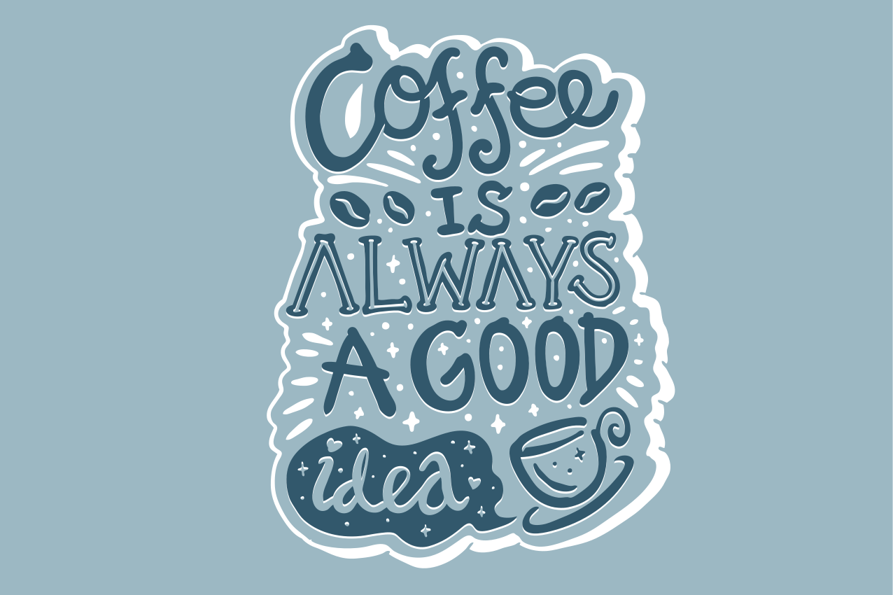 Individuais de mesa com texto citação de inspiração do café - TenStickers
