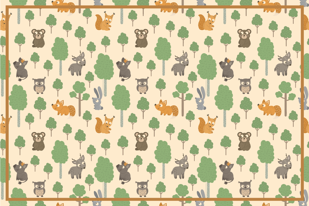 Individuais de mesa originais Animais engraçados fofos e árvores - TenStickers