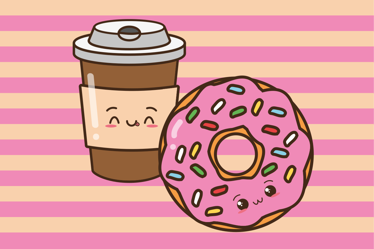 Individuais de mesa infantis donut de café fofo - TenStickers