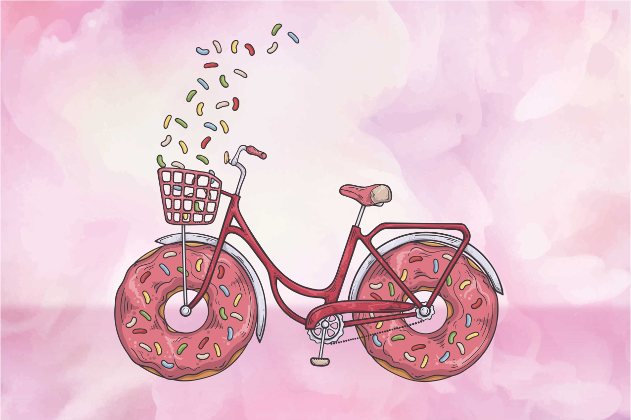 Individuais de mesa originais Bicicleta com rodas donut - TenStickers