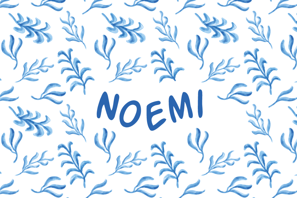 Individuais de mesa com nome Flores azuis e brancas - TenStickers