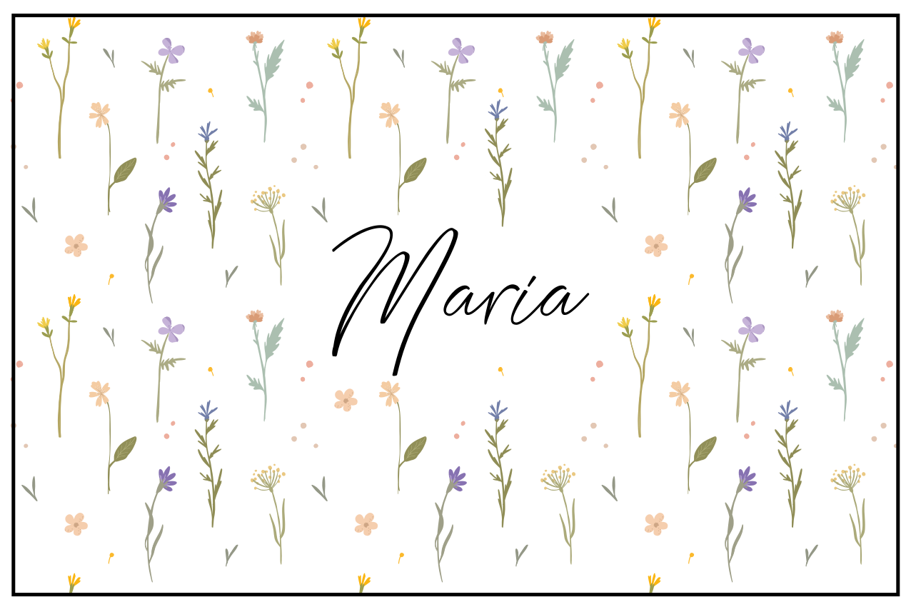 Individuais de mesa com nome Flores coloridas de jardim - TenStickers