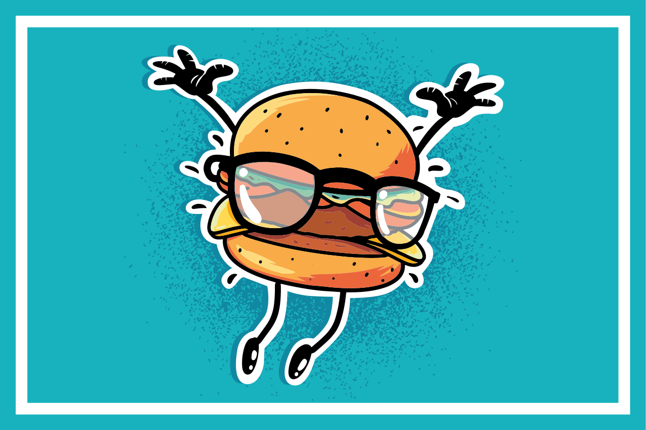 Individuais de mesa originais Cartoon de pichação de hambúrguer d - TenStickers