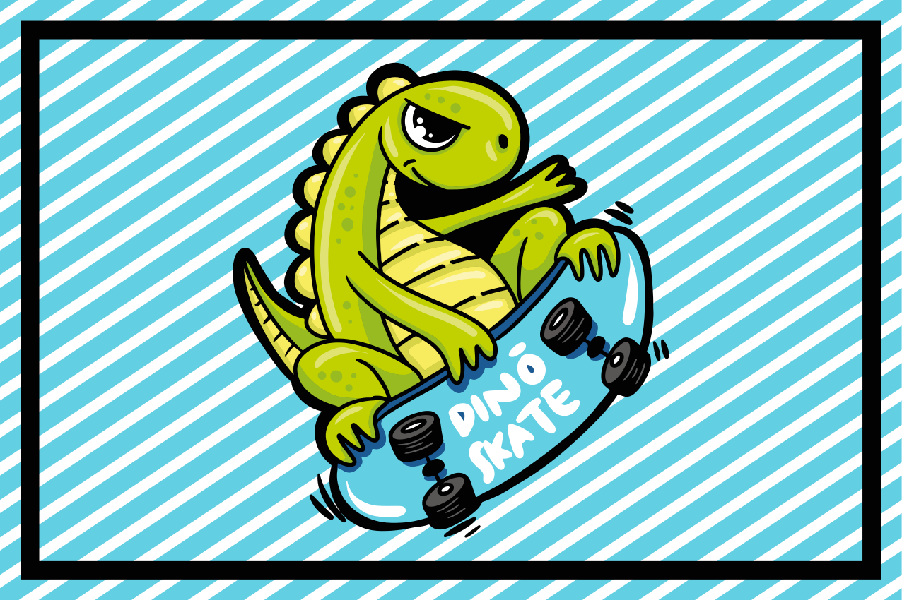 Individuais de mesa infantis aventura do dino no skate - TenStickers