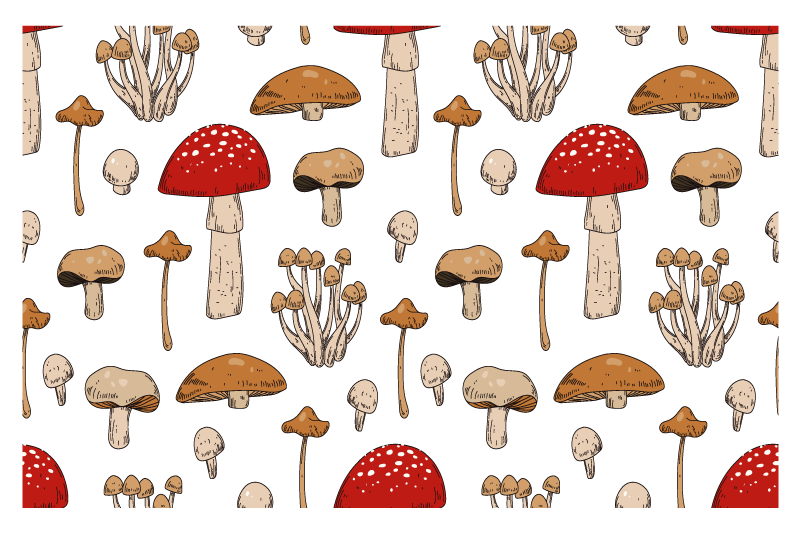 Individuais de mesa originais com padrão de cogumelos - TenStickers