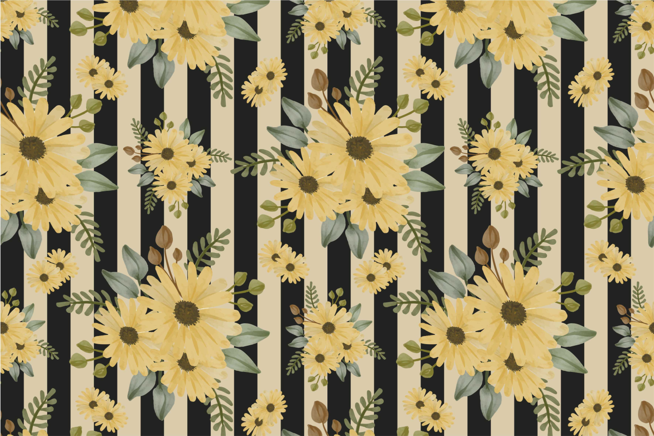 Individuais de mesa originais com padrão listrado floral - TenStickers