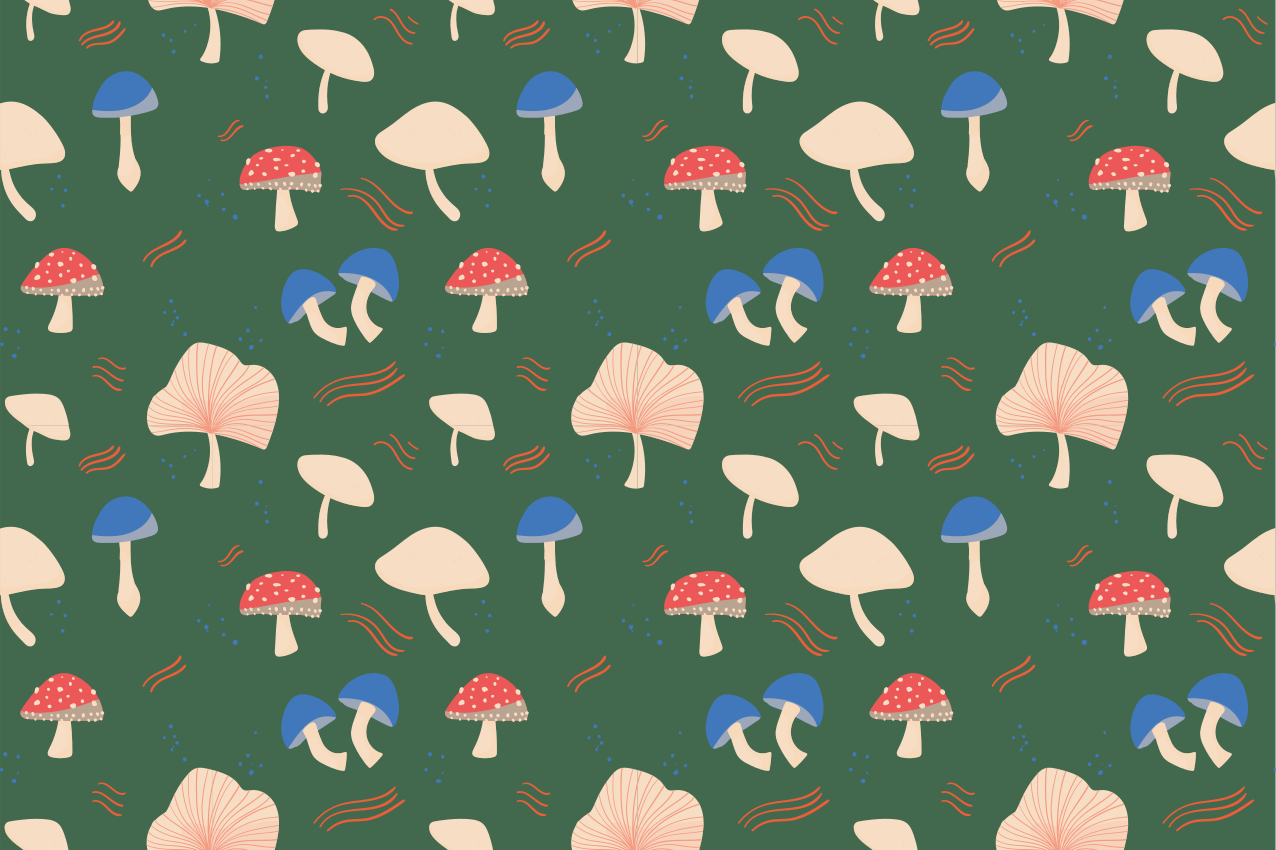 Individuais de mesa originais estampa de cogumelos vivos - TenStickers