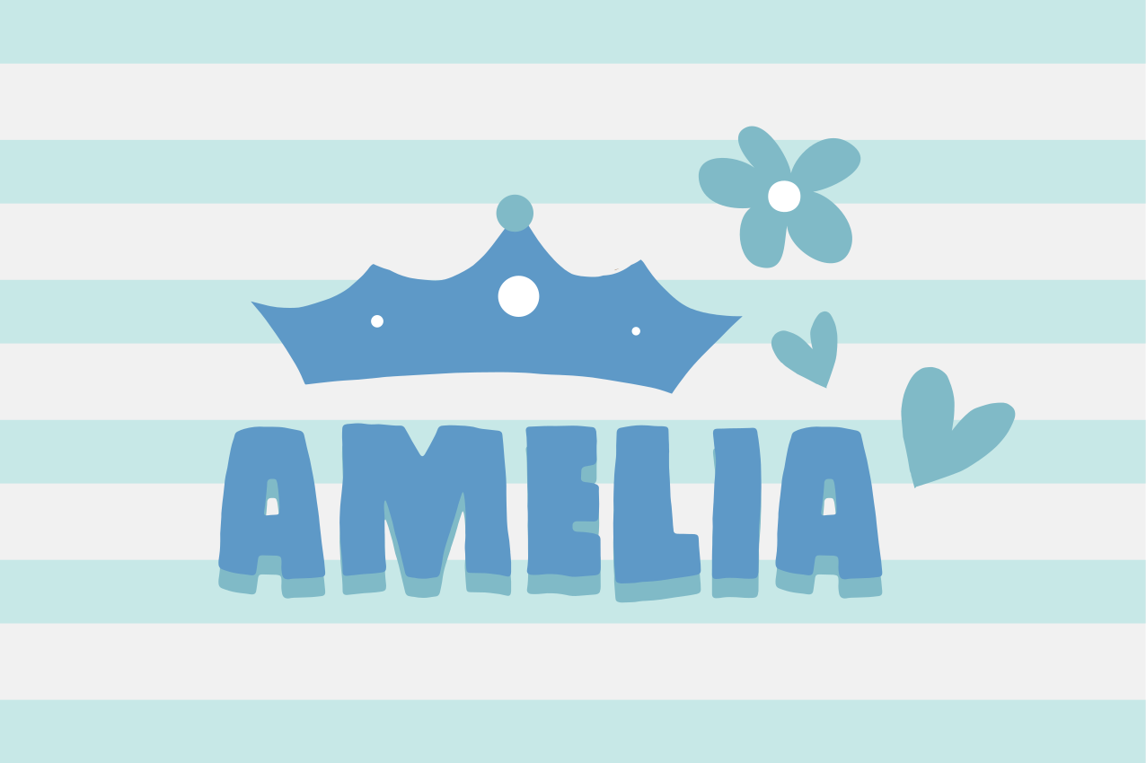 Individuais de mesa com nome Princesa azul claro - TenStickers