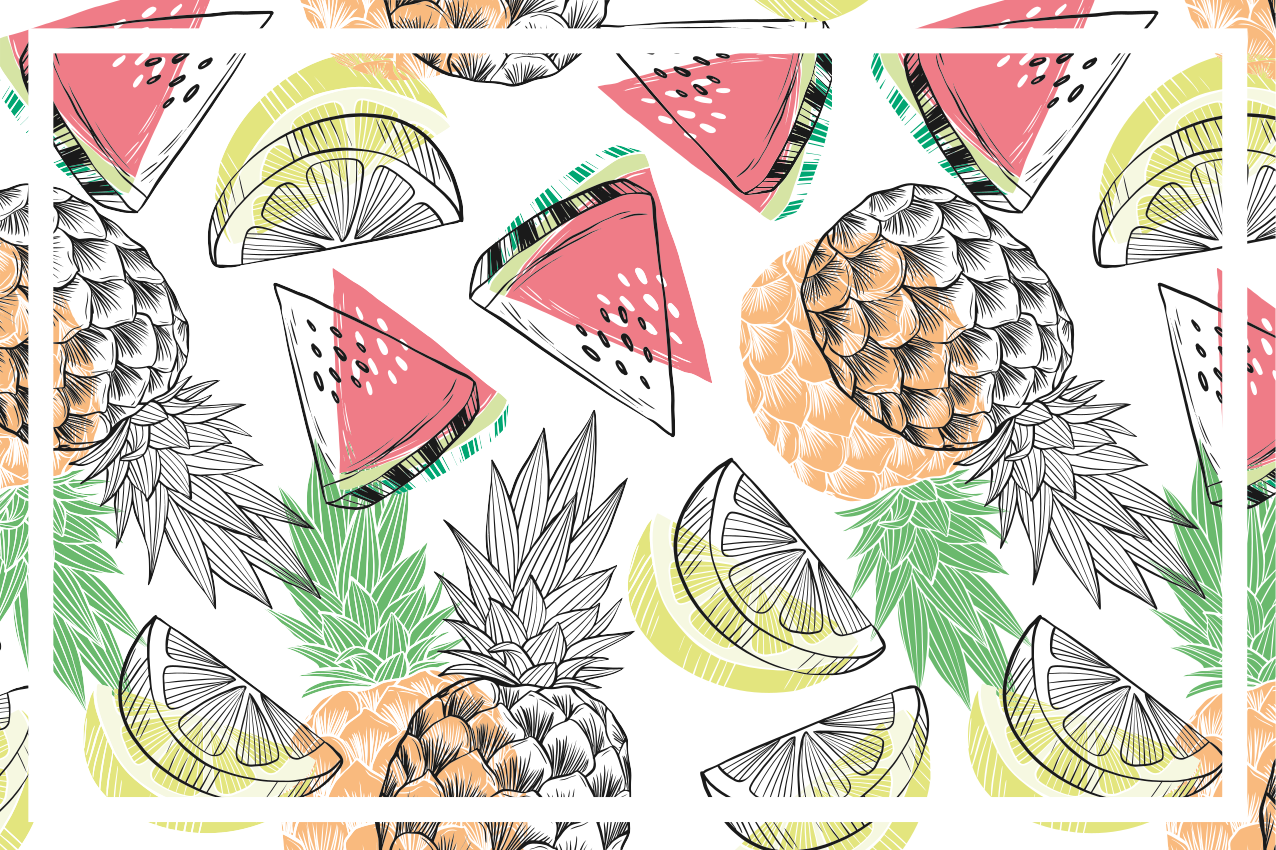 Individuais de mesa originais com padrão de frutas tropicais - TenStickers
