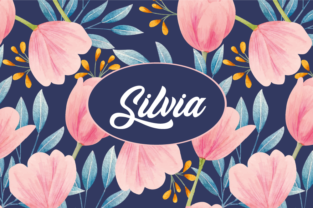 Individuais de mesa com nome Arte com flores em aquarela - TenStickers