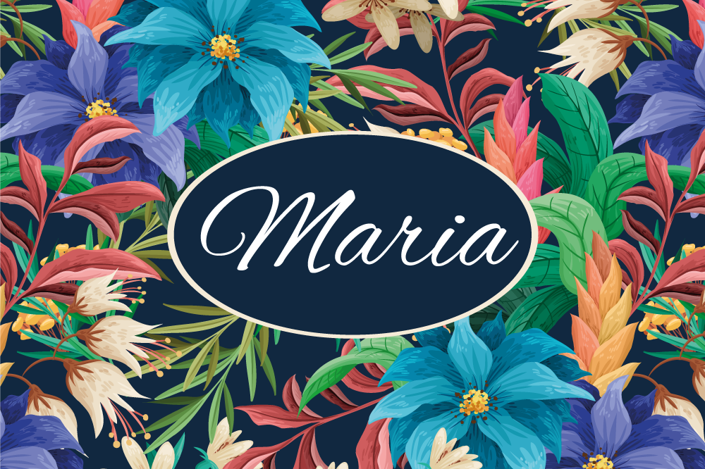 Individuais de mesa com nome Flores coloridas com nome - TenStickers