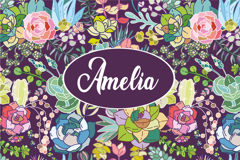 Individuais de mesa com nome arte floral personalizada - TenStickers