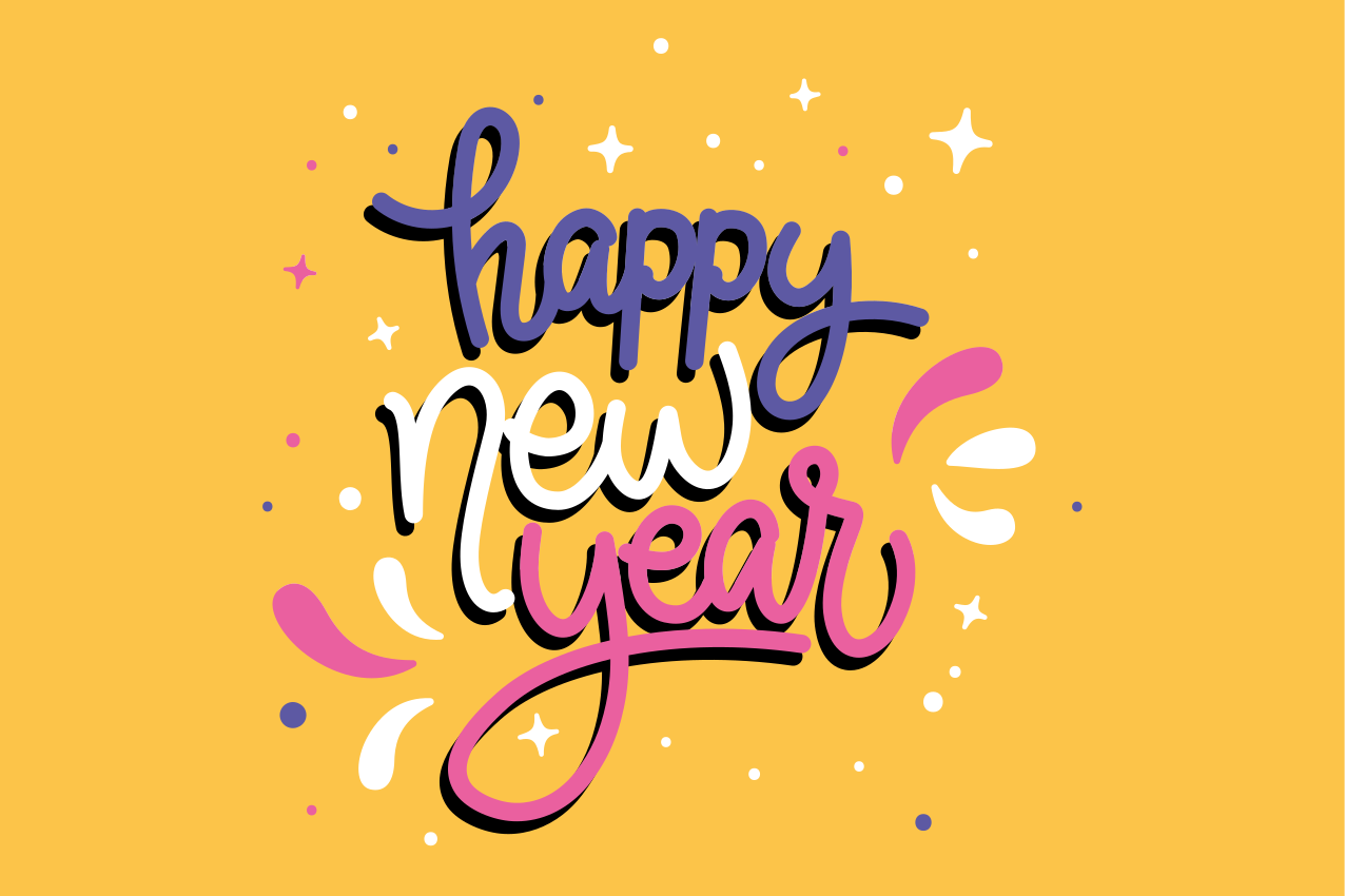 Individuais de mesa de natal tipografia de ano novo - TenStickers