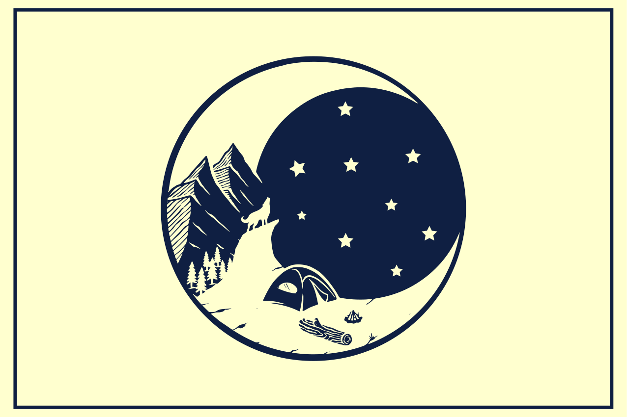 Individuais de mesa originais cena de camping na montanha - TenStickers