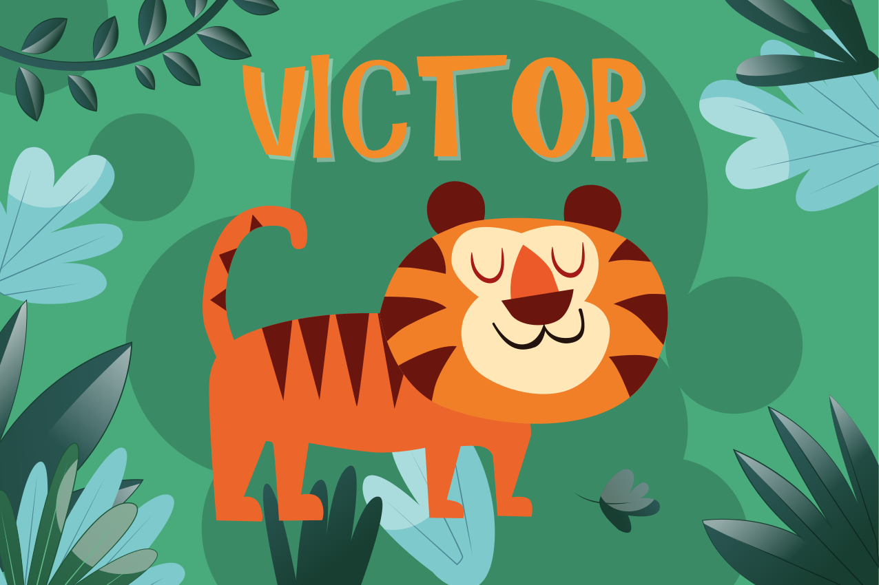 Individuais de mesa infantis Tigre fofo para menino com nome - TenStickers