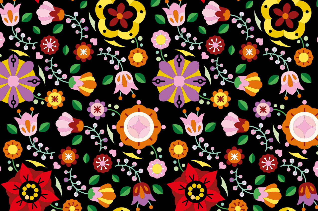 Individuais de mesa retangulares Padrões folclóricos poloneses - TenStickers