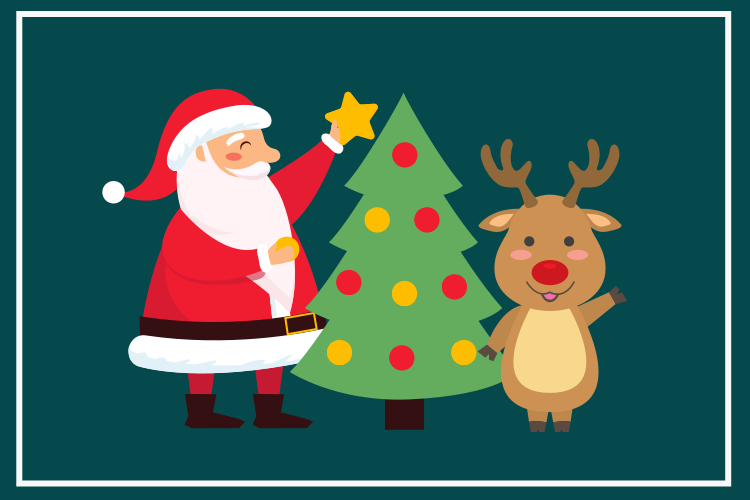 Individuais de mesa de natal papai noel e renas - TenStickers