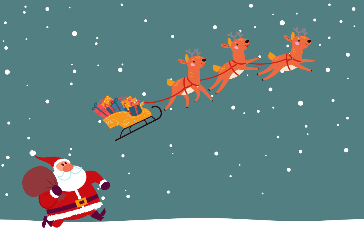 Individuais de mesa de natal passeio de trenó do papai noel - TenStickers