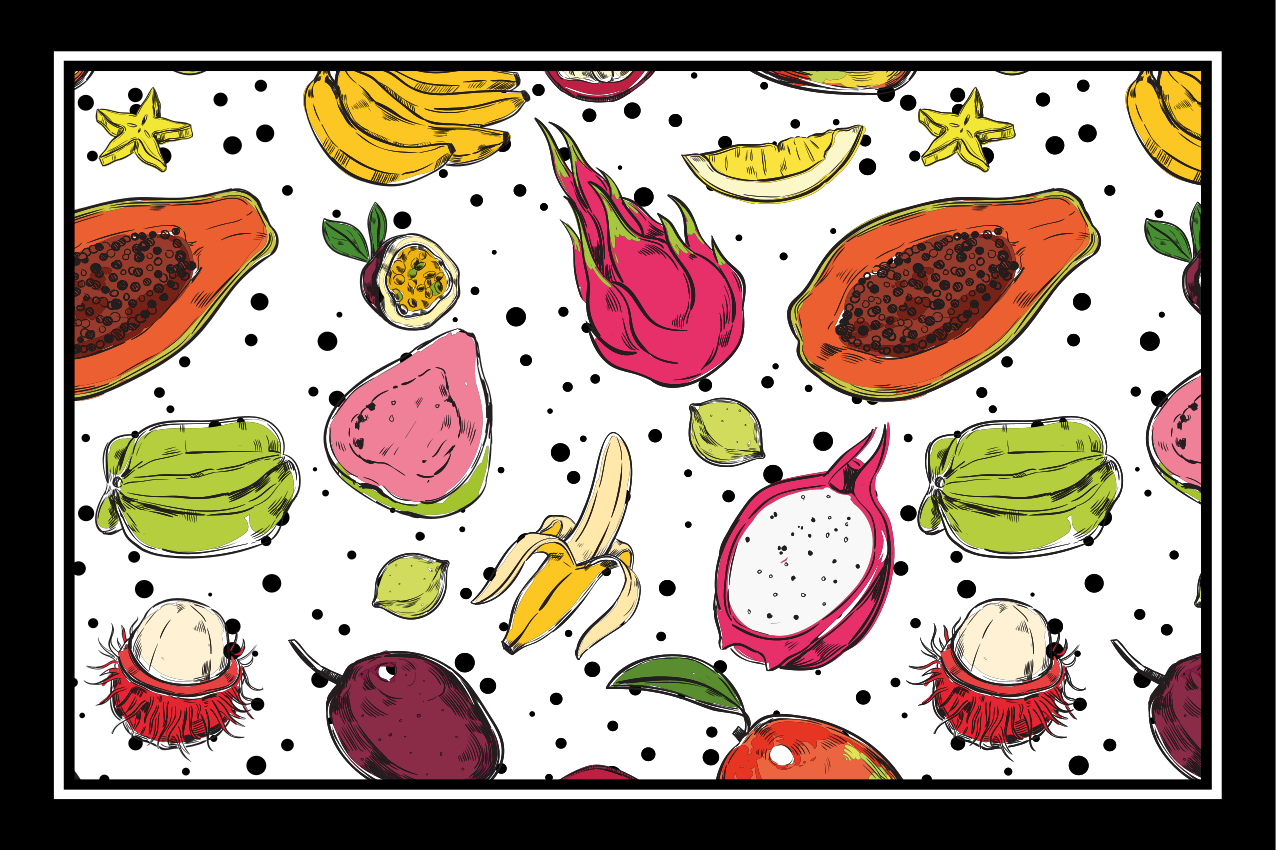 Individuais de mesa originais com motivo de frutas vibrantes - TenStickers