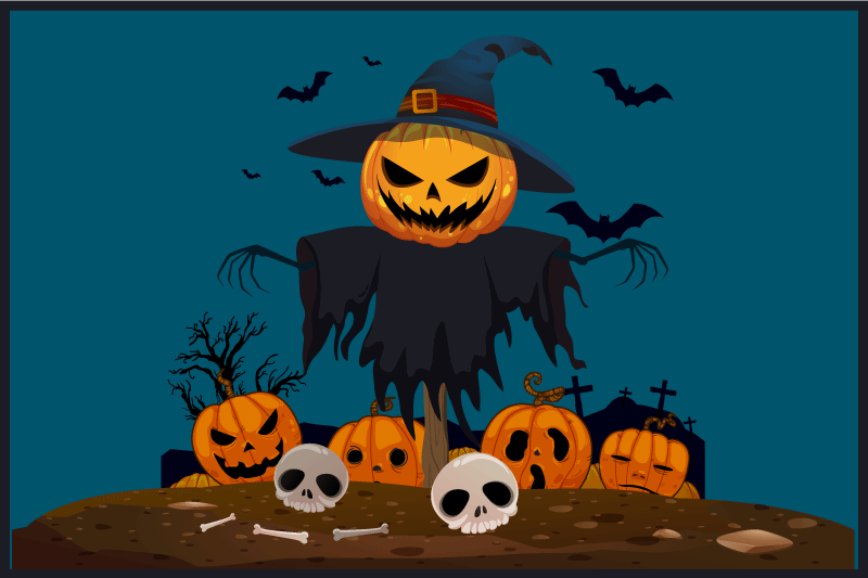 Espantalho assustador com individuais de mesa de halloween - TenStickers