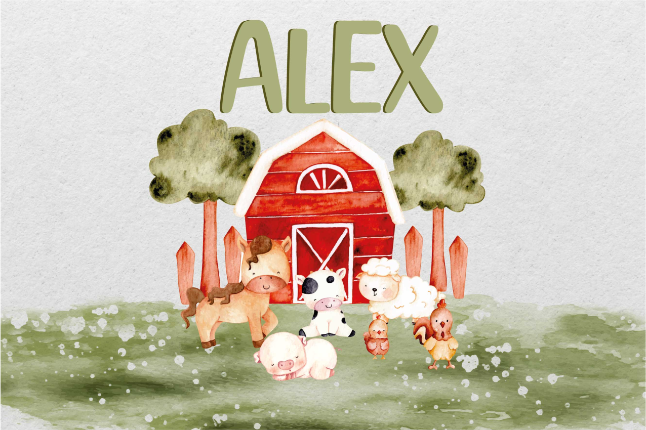 Individuais de mesa em vinil para casa aquarela Fazenda Fofa - TenStickers