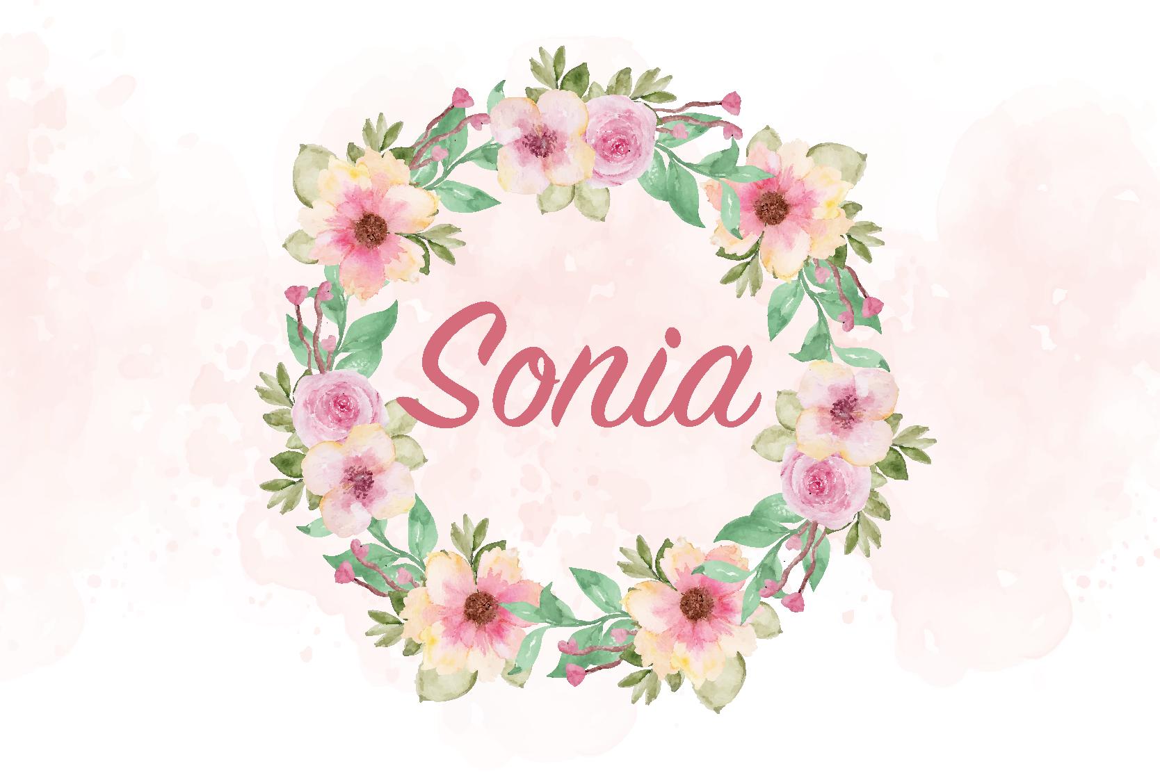 Individuais de mesa com nome flores em aquarela - TenStickers