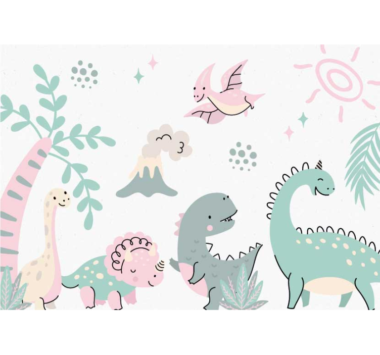 Mural de parede bebés dinossauros pastéis - TenStickers