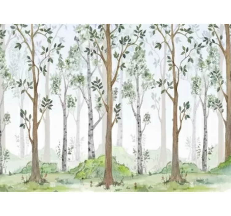 Mural de parede bosques com recurso botânico minimalista - TenStickers
