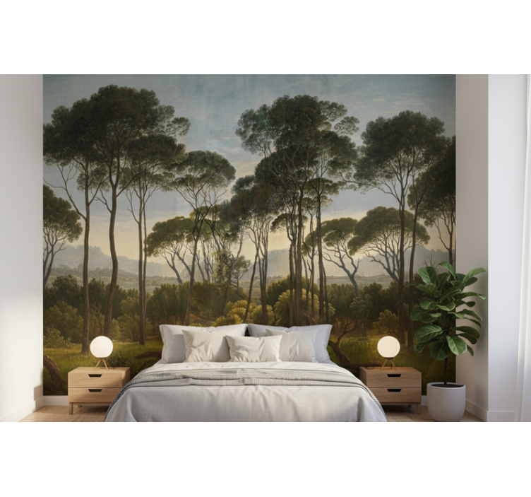 Mural de parede bosques palmas tropicais suaves - TenStickers